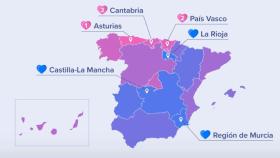 Mapa de las Comunidades Autónomas.