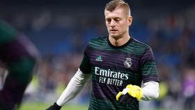 Toni Kroos durante un calentamiento con el Real Madrid