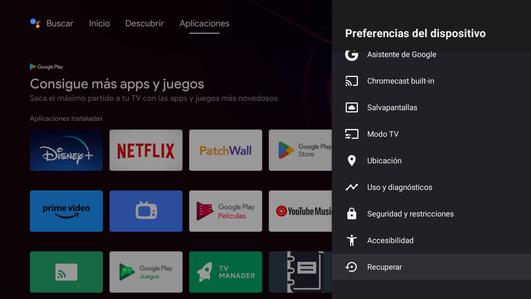 Android TV settings