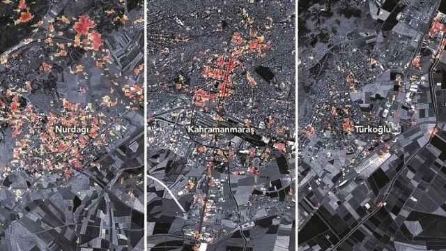 Mapa realizado por la NASA del terremoto de Turquía en las ciudades de Nurdagi, Kahramanmaras y Türkoglu