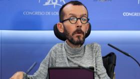 Pablo Echenique, portavoz de Unidas Podemos, en una rueda de prensa.