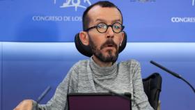 Pablo Echenique, portavoz de Unidas Podemos, en una rueda de prensa.