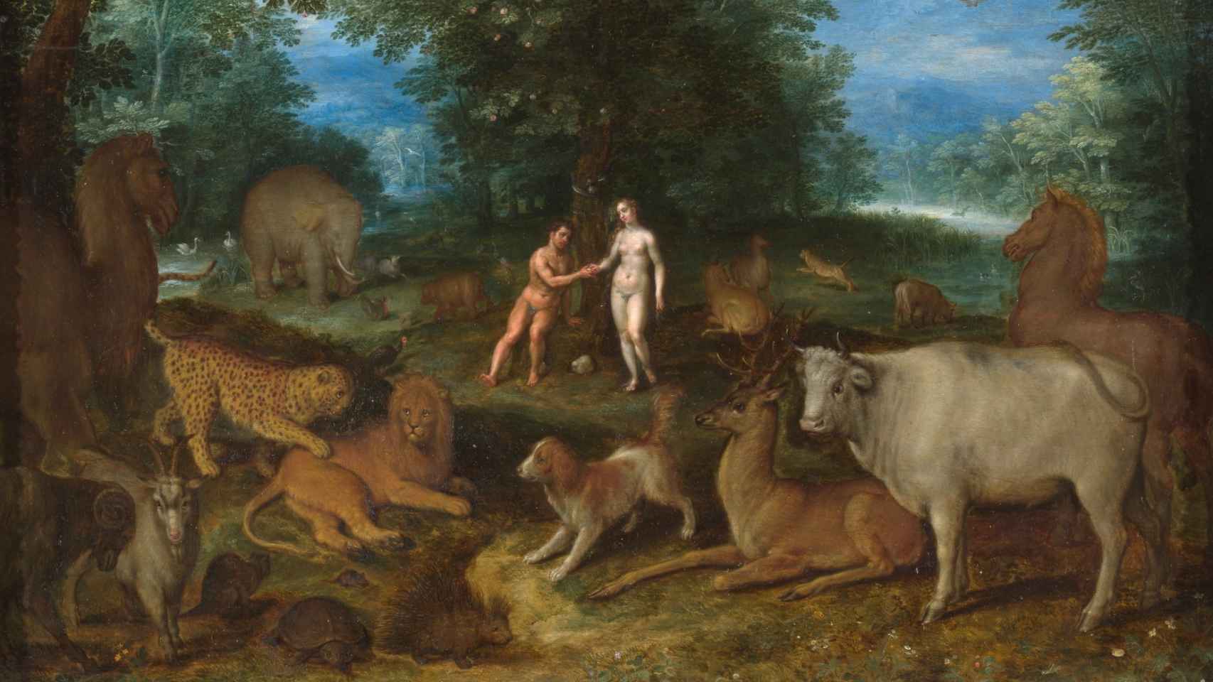 'Adán y Eva en el Paraíso', un lienzo de Jan Brueghel el Jove. Museo del Prado