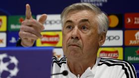 Carlo Ancelotti, en rueda de prensa de la Champions League con el Real Madrid