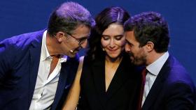 Feijóo, Ayuso y Casado, en la convención popular de Valencia.