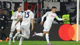 Di Lorenzo celebra el segundo gol del Nápoles.