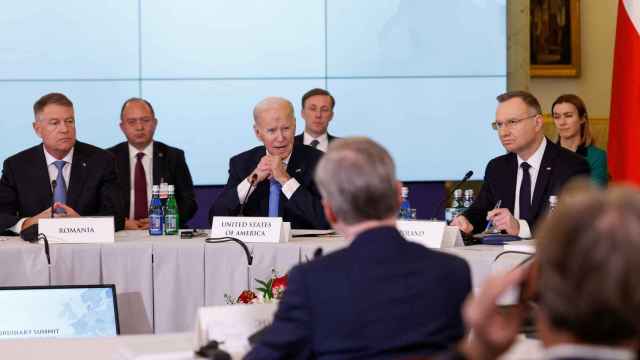 Joe Biden, durante su discurso este miércoles en la cumbre de los Nueve de Bucarest
