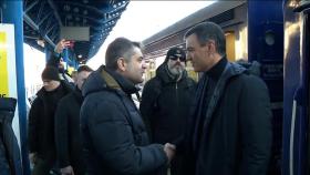 Pedro Sánchez, a su llegada a la capital de Ucrania.