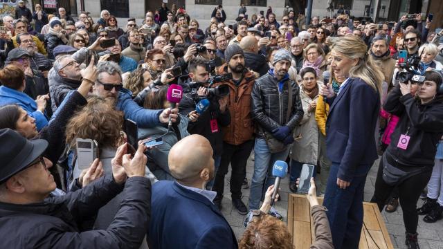 Yolanda Díaz, durante el acto de este sábado