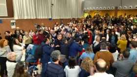 Díaz, este sábado, entrando entre aplausos al Paraninfo de la Universidad de Murcia.