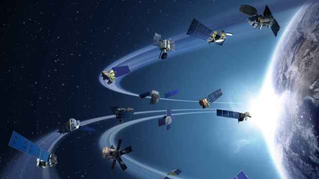 Recreación de una flota de satélites. Imagen: NASA