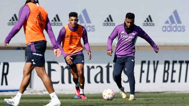 Rodrygo, en el entrenamiento del Real Madrid