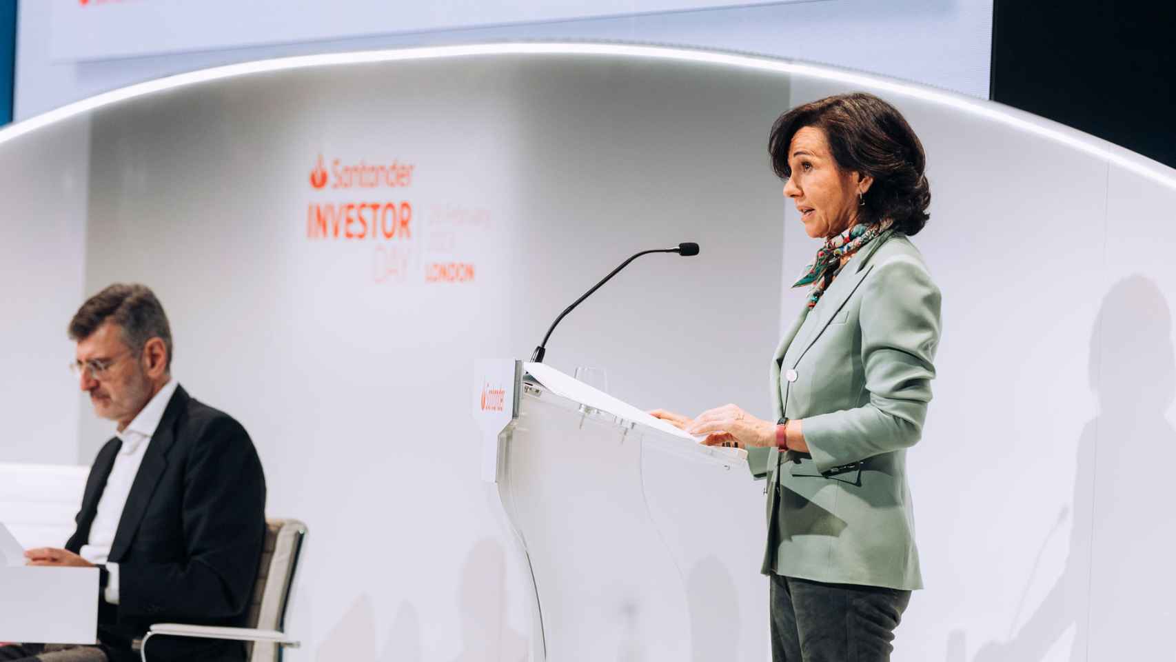 Ana Botín, presidenta de Santander, durante el Investor Day celebrado este martes.
