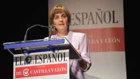 La directora de EL ESPAÑOL-Noticias de Castilla y León, Silvia García, durante la inauguración del 'Foro Zamora 2023: buscamos soluciones', este jueves.