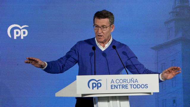 Núñez Feijóo durante su acto de precampaña en A Coruña.