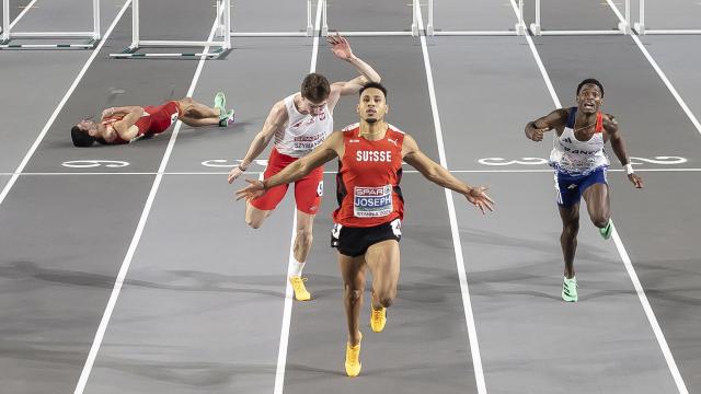 La peligrosa caída de Quique Llopis en el Europeo de atletismo en pista cubierta