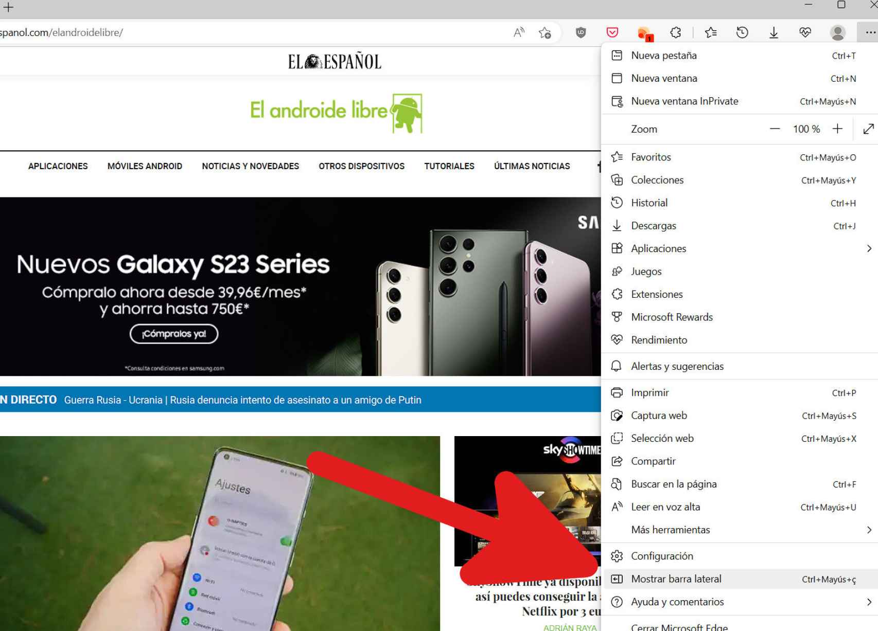 Cómo mostrar la barra lateral de Bing en Edge