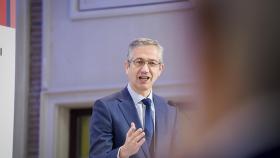 Pablo Hernández de Cos, gobernador del Banco de España, durante su intervención en el III Observatorio de las Finanzas de EL ESPAÑOL e Invertia.