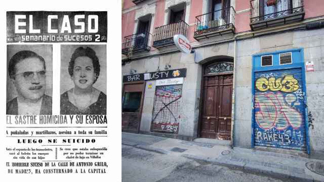 El número 3 de la calle Antonio Grilo, en la actualidad, y la portada de 'El Caso' que informó del crimen del sastre en 1962.