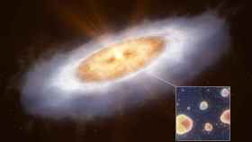 Moléculas de agua en el disco de materia planetaria alrededor de la estrella V883 Orionis.