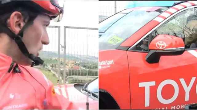 El atropello del coche de carrera de la Tirreno-Adriático a Giulio Ciccone