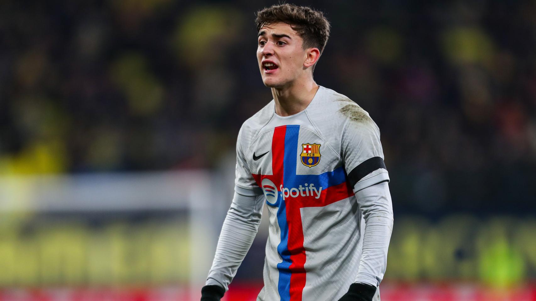 Gavi, en un partido del FC Barcelona de la temporada 2022/2023