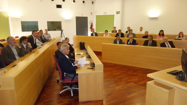 Los directivos de las empresas del parque tecnológico en la reunión.