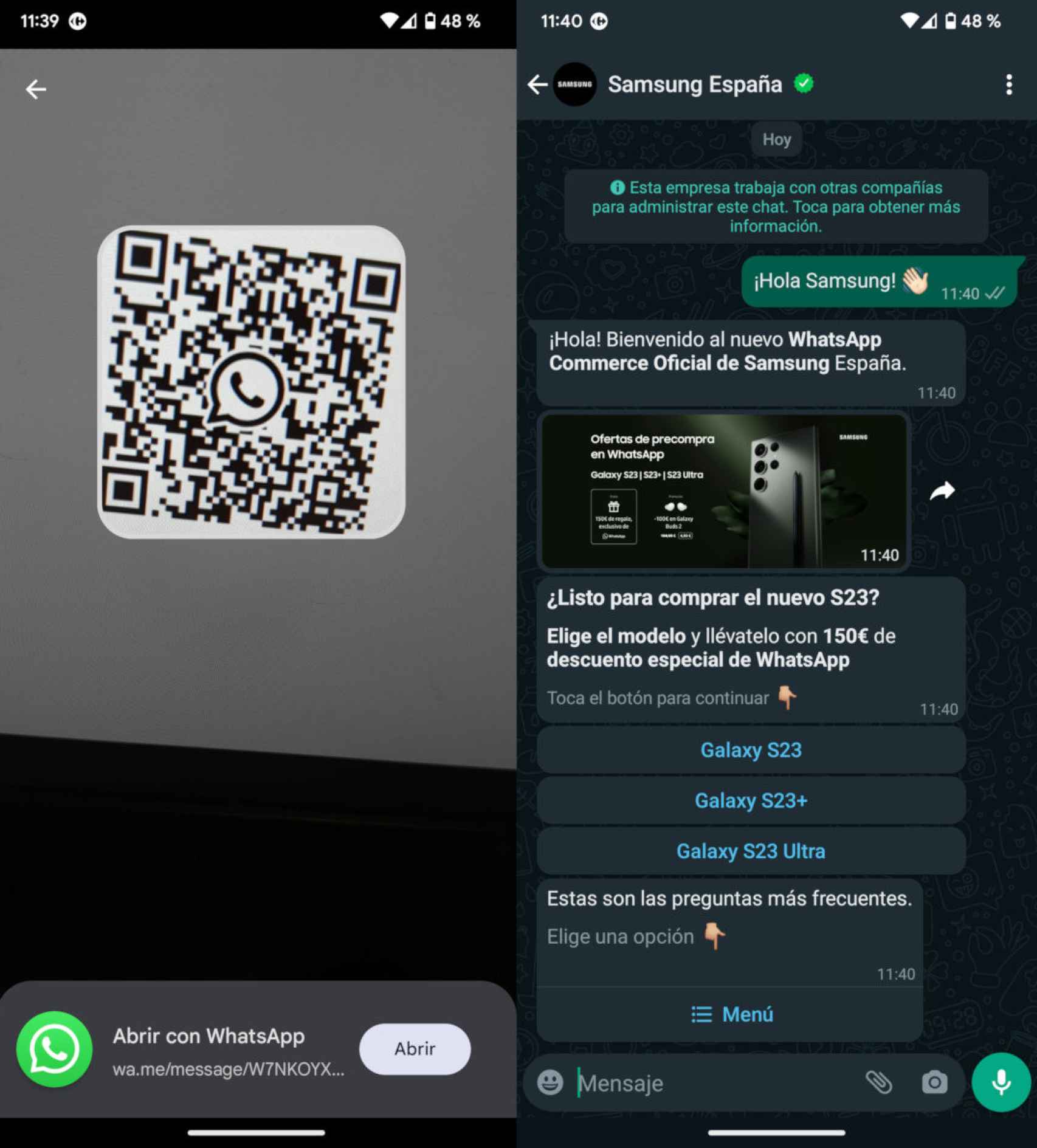 Entrar en el chat de Samsung de WhatsApp es fácil