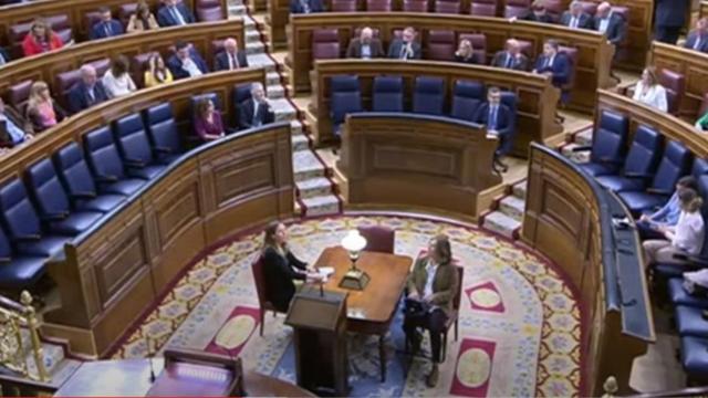 La bancada azul del Gobierno en el Congreso prácticamente vacía este miércoles.