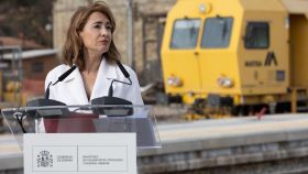 La ministra de Transportes, Raquel Sánchez, visitando las obras de la línea Torralba-Soria