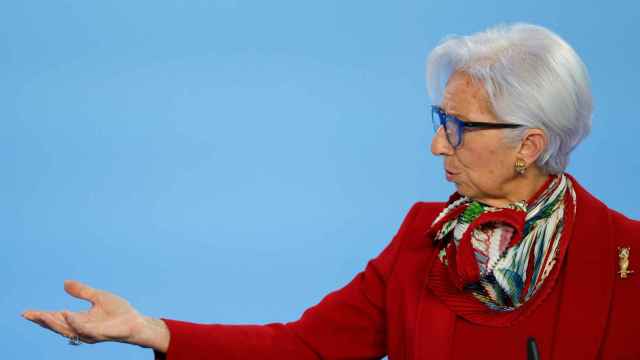 La presidenta del BCE, Christine Lagarde, durante la rueda de prensa de este jueves
