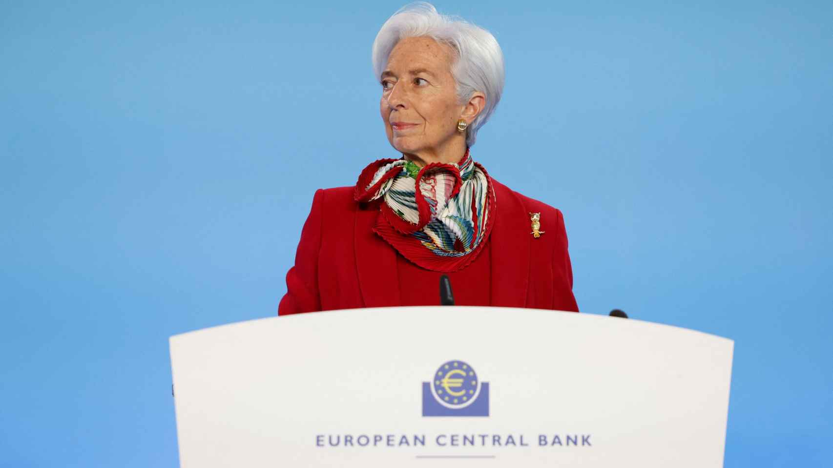 La presidenta del BCE, Christine Lagarde, durante la rueda de prensa que mantuvo este miércoles.
