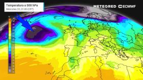 La vaguada que afectará a España a mediados de la semana. Meteored.