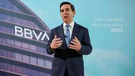 Carlos Torres, presidente de BBVA, en la junta de accionistas que el banco celebra este viernes.