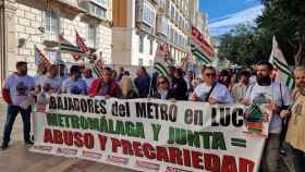 Imagen de la concentración organizada este viernes para pedir más personal en el Metro de Málaga.