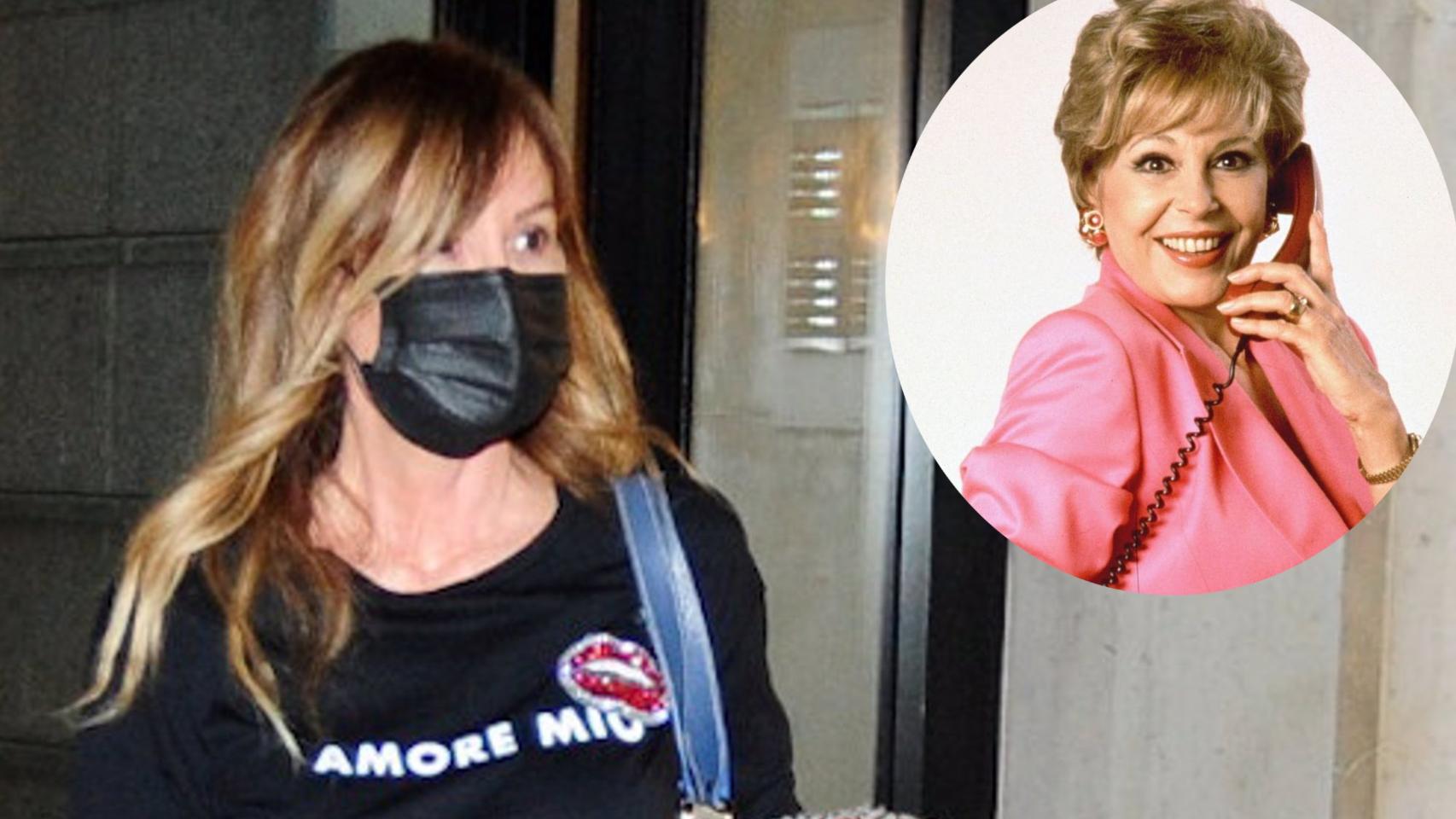Lara Dibildos junto a una imagen de su madre, Laura Valenzuela, en un montaje de EL ESPAÑOL.