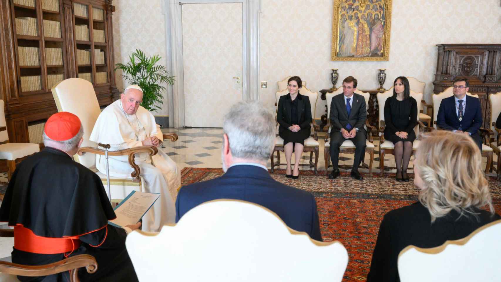 Reunión de la delegación madrileña con el Papa Francisco este sábado, en el Vaticano.