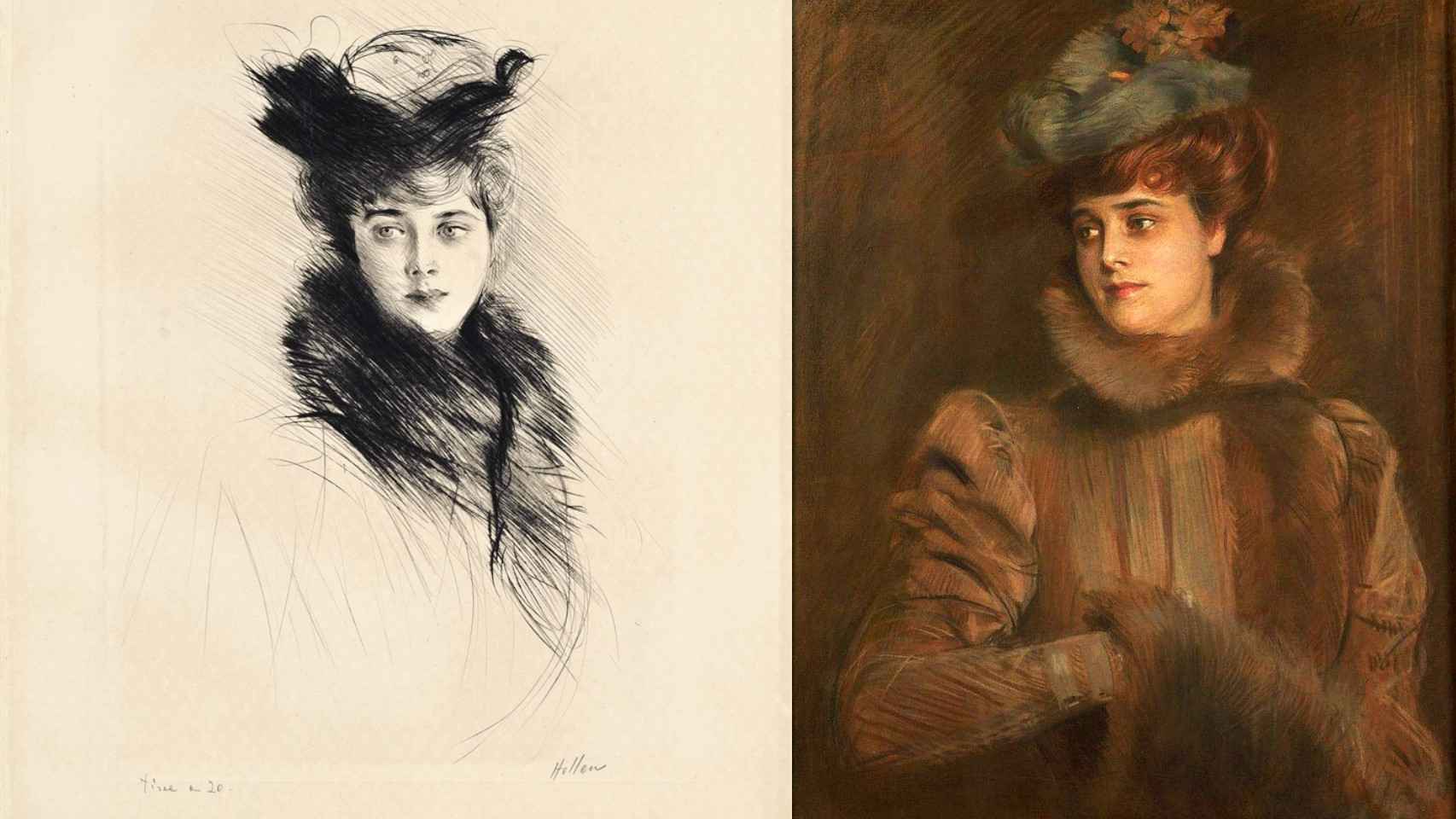 Louise Chéruit, en dos de los muchos retratos que le hizo el pintor y grabador Paul César Helleu.