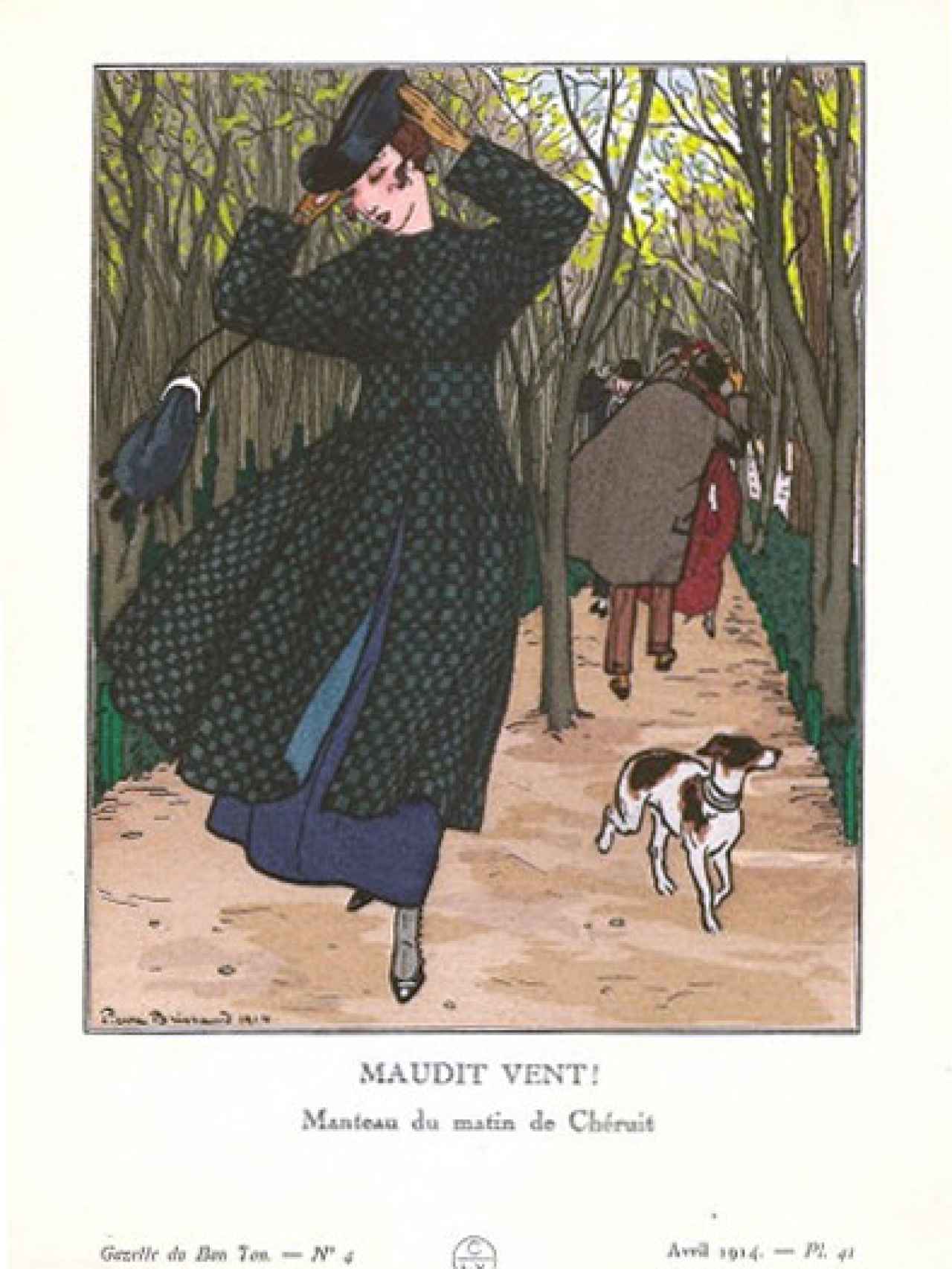 Ilustración de Pierre Brissaud para la revista La Gazette du Bon Ton, con un abrigo de Chéruit, en 1914.