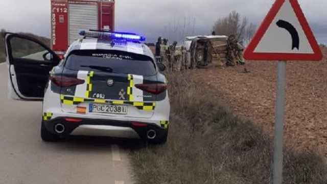 Imagen del accidente en Soria donde ha muerto un hombre de 47 años.