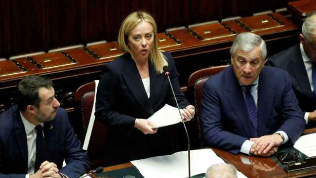 La primera ministra de Italia, Giorgia Meloni, en el Parlamento.