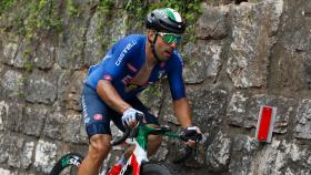 Sonny Colbrelli durante una carrera con la selección italiana