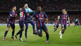 Kessie celebra el gol que define el título de Liga para el Barcelona.