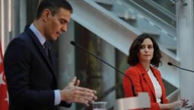 El presidente del Gobierno, Pedro Sánchez, y la presidenta de la Comunidad de Madrid, Isabel Díaz Ayuso.