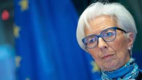 La presidenta del BCE, Christine Lagarde, durante su comparecencia este lunes en la Eurocámara
