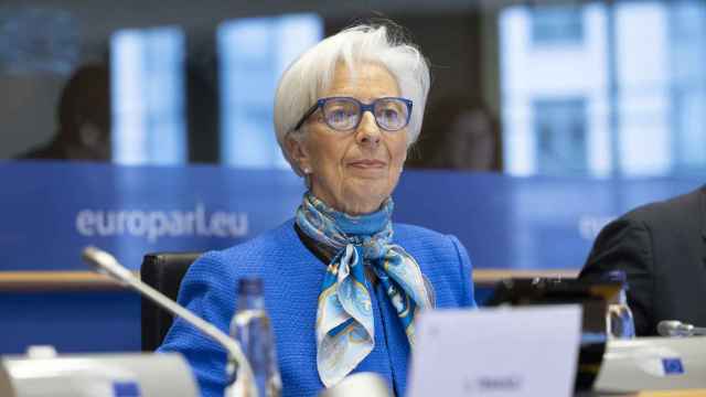 La presidenta del BCE, Christine Lagarde, durante la comparecencia de este lunes en la Eurocámara