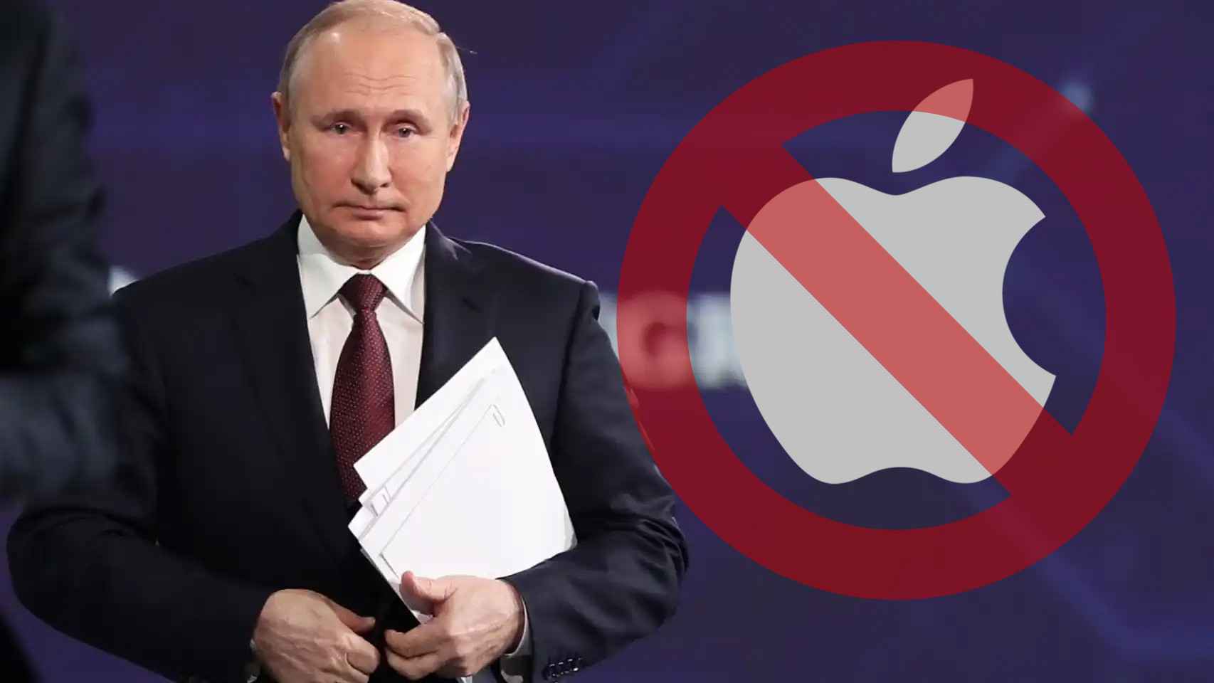 Fotomontaje con Vladímir Putin y con la manzana de Apple.
