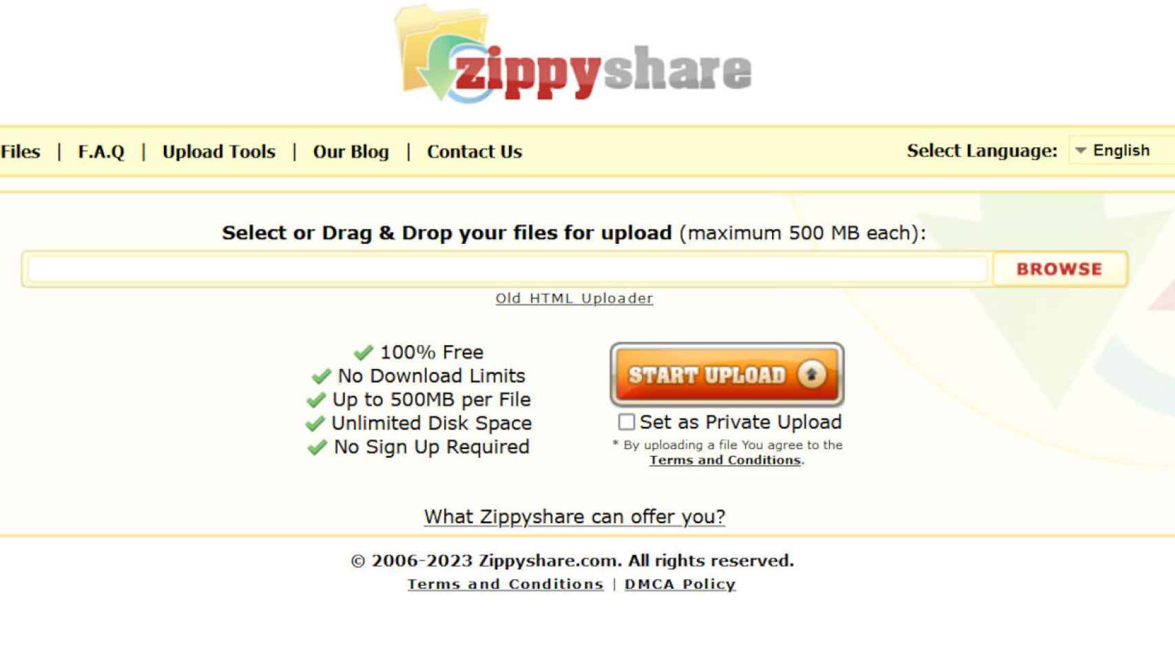 Zippyshare es uno de los veteranos de Internet, manteniéndose igual desde el 2006
