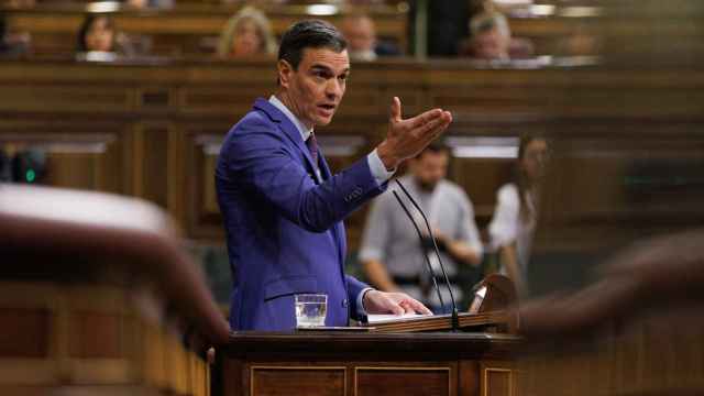 Pedro Sánchez este martes durante la moción de censura presentada por Vox.
