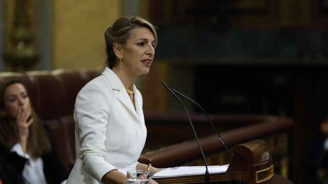 La vicepresidenta segunda del Gobierno, Yolanda Díaz, este martes durante la moción de censura.